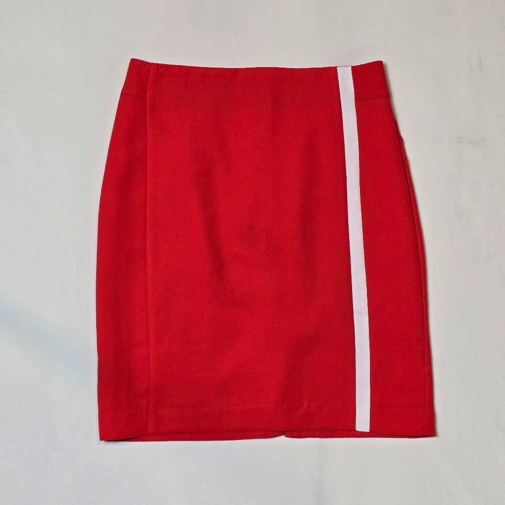 Banana Republic Orange-Red Pencil Skirt with White Stripe – Size 4